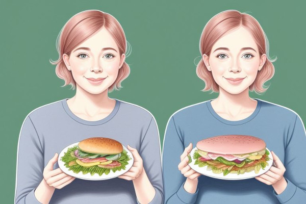 Illustration: Zwillinge präsentieren Burger (KI)